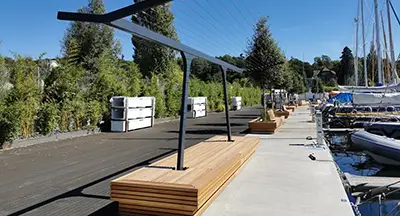 Mobilier urbain sur mesure Port de la Nautique Genève